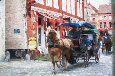 Horse carriages in Brugge 