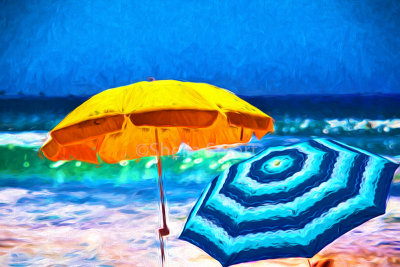 Two umbrellas at beach