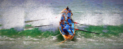 Surf life saving boat in race 