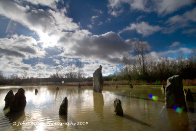 Stone Circle in Floods (with lens Flare)