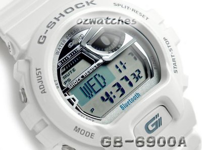CASIO G-SHOCK BLUETOOTH v4.0 to iPHONE 4S/5 GB-6900AB-7 GB-6900AB-7DR WHITE GROSS