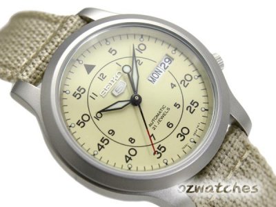 SEIKO 5 AUTOMATIC ARMY MILITARY 30M SNK803 SNK803K2 KHAKI NYLON BAND