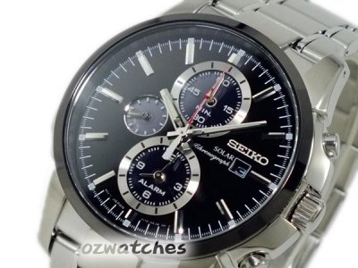 2013 SEIKO SOLAR CHRONOGRAPH ALARM 100M SSC087 SSC087P1 BLACK DIAL