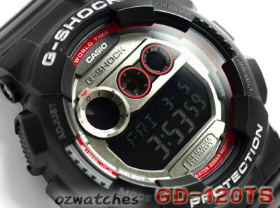 CASIO G-SHOCK GD-120TS GD-120TS-1DR 7 YEAR BATTERY SUPER LED STOCK RESISTANT BLACK SEMI-GROSS