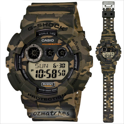 CASIO G-SHOCK GD-120CM GD-120CM-5 WOODLAND CAMOUFLAGE PATTERN STOCK RESISTANT