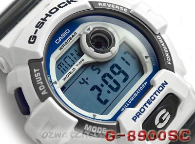 CASIO G-SHOCK NEW FRONT BUTTON G-8900SC G-8900SC-7 SHOCK RESISTANT WHITE GREY