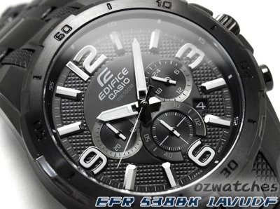 CASIO EDIFICE CHRONOGRAPH EFR-538BK EFR-538BK-1AV BLACK ION PLATED CASE & BAND