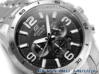 NEW CASIO EDIFICE CHRONOGRAPH EFR-538D EFR-538D-1AV STAINLESS STEEL CASE & BAND, BLACK FACE