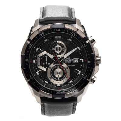 NEW CASIO EDIFICE CHRONOGRAPH 100M WR EFR-539L EFR-539L-1A wGENUINE LEATHER BAND
