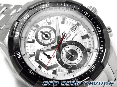 CASIO EDIFICE CHRONOGRAPH EFR-539D-7A EFR-539D-7AV WHITE DIAL STAINLESS STEEL