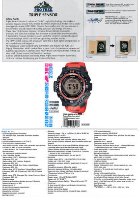 CASIO PROTREK SOLAR PRW-3500Y-4 PRW-3500Y-4DR MULTIBAND6 TRIPLE SENSOR V3 ORANGE
