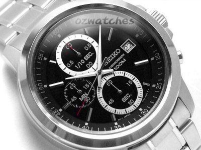 SEIKO CHRONOGRAPH ANALOG QUARTZ 100M SKS441P1 BLACK DIAL STAINLESS STEEL BAND