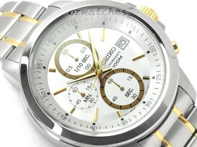 SEIKO CHRONOGRAPH ANALOG QUARTZ 100M SKS447P1 SILVER / GOLD TONE