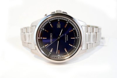 SEIKO KINETIC 100M SKA675 SKA675P1 JAPAN MOVEMENT NAVY BLUE DIAL SS BAND