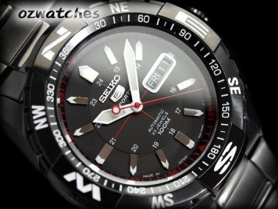 SEIKO 5 SPORTS AUTOMATIC 23 JEWELS SNZJ11 SNZJ11J1 ALL BLACK MADE IN JAPAN