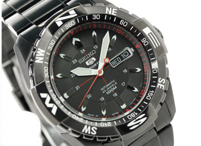 SEIKO 5 SPORTS AUTOMATIC 23 JEWELS SNZJ11 SNZJ11J1 ALL BLACK MADE IN JAPAN