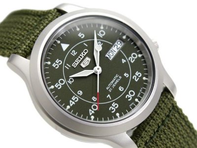 SEIKO 5 AUTOMATIC MILITARY 21 JEWELS 30M WR SNK805 SNK805K2 GREEN NYLON