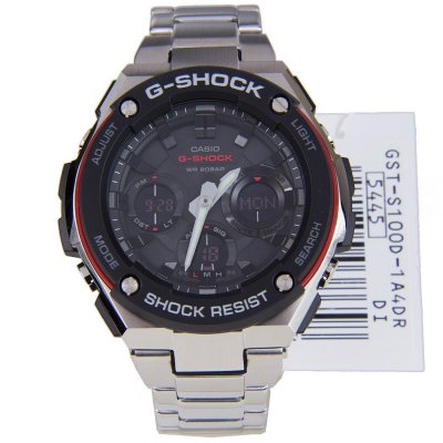 CASIO G-SHOCK G-STEEL MENS DIGITAL WATCH GST-S100D-1A4 GST-S100D-1A4DR RED / BLACK, STAINLESS STEEL BAND