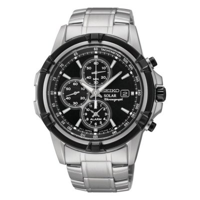 2015 SEIKO SOLAR CHRONOGRAPH MENS WATCH SSC147 SSC147P1 BLACK ION PLATING BEZEL