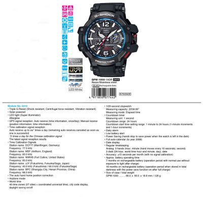 CASIO GRAVITYMASTER MENS WATCH GPS HYBRID GPW-1000-1A GPW-1000-1ADR SOLAR