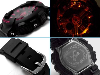 CASIO BABY-G LADIES ANALOG DIGITAL WATCH BA-111-1A BA-111-1ADR BLACK / PINK