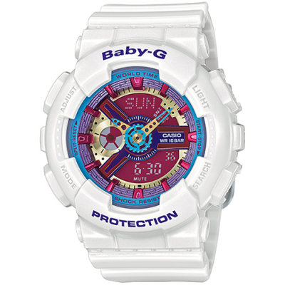 CASIO BABY-G ANALOG DIGITAL LADIES WATCH BA-112-7A BA-112-7ADR WHITE