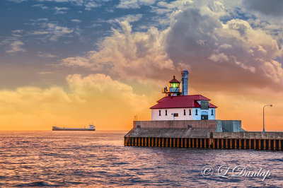 *** 95.1 - Duluth Harbor:  Lighthouse With Ship Marietje Marsilla