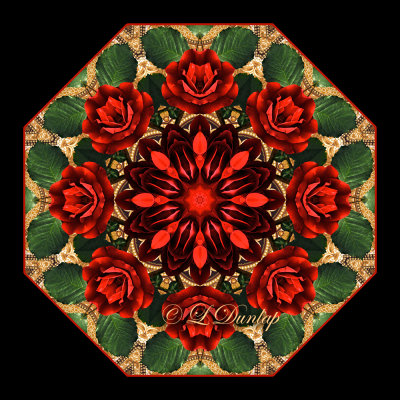 1.  Holiday Rose With Gold Design Fabric 1 Kaleidoscope