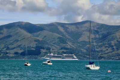 Our ship too large to dock in Akaroa.. tender boats were used.