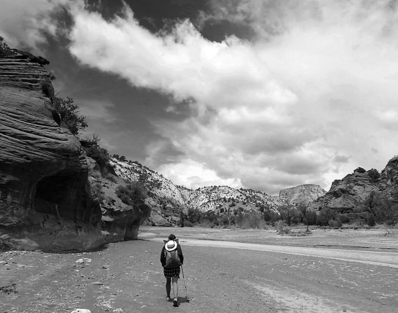 Clouds roll in over the Paria River (B&W)