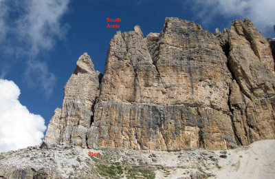 Sass Pordoi south arete in Sella ,our first day climbing