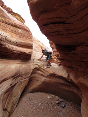 Martina descends into the slot of Happy Canyon