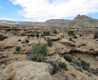 Looking for the drop into Swap Canyon -complex rocky terrain made for slow going 