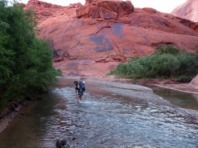 We arrive at the Escalante river and have to wade for about 1.5 miles