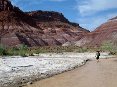 Coloured banded rock alongside the Paria