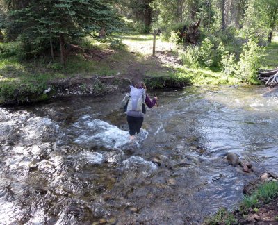 Pecos Wilderness NM. River crossing to start the backpack