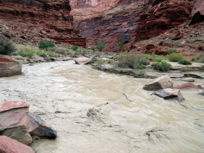 We were lucky to be camped high above the river and to be through the narrowest part of the Paria canyon