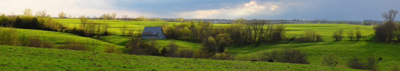Spring View of Barn and Countryside (WIDE PANO)