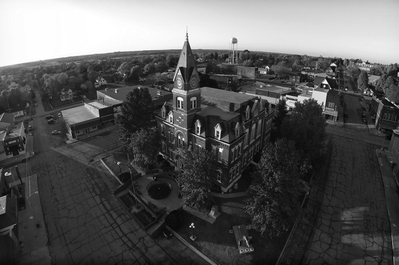 Albany Courthouse Square in Fall in B&W
