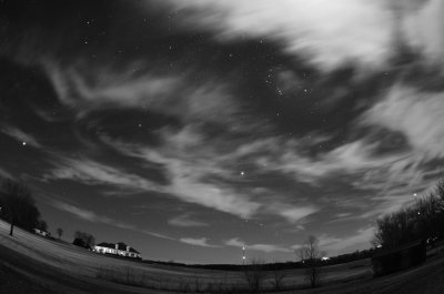 Moonlit Clouds and Winter Constellations