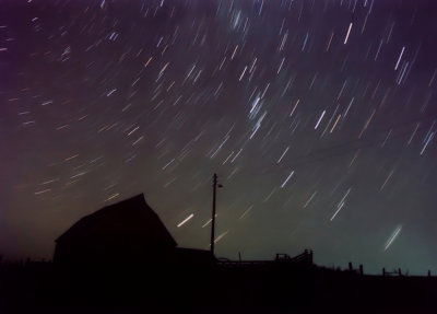 Star Trails Over Barn (Silhouette)