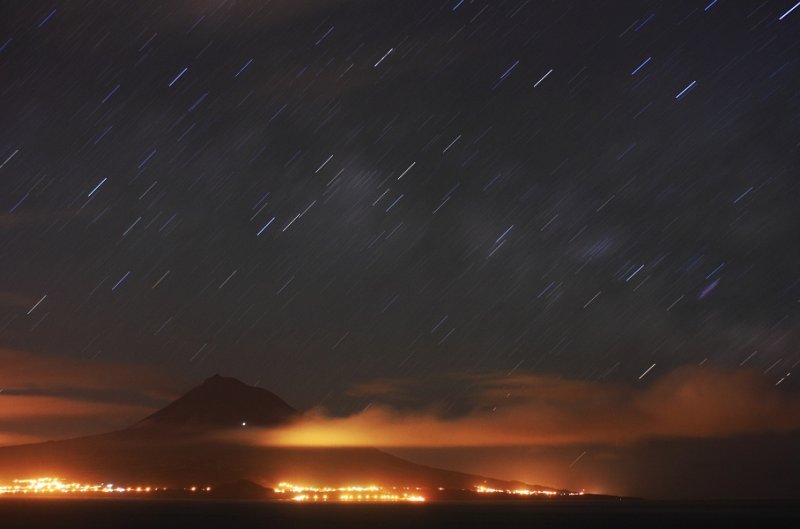 Star trails and Milky Way over Pico Island
