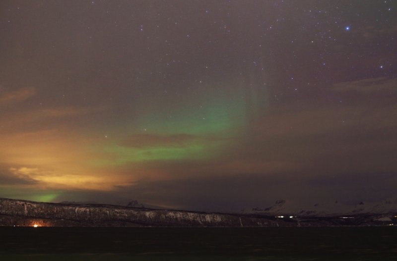 Mountains, subtle aurora and cloud