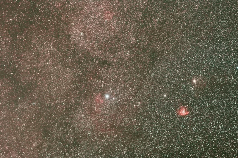 Gamma & Alpha Cassiopeiae, with nebula NGC 281