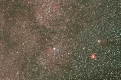 Gamma & Alpha Cassiopeiae, with nebula NGC 281