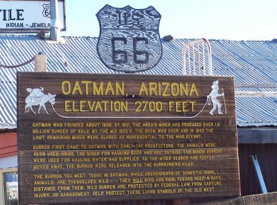 Oatman Arizona Welcome Sign