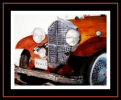 Classic Automobiles and Muscle Cars Watercolor Painting by Ron Houle