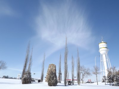Water Tower and Clouds