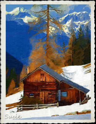 Cabin in the Snow by Susie  --  March, 2016