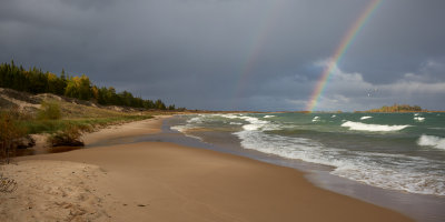 Lake Michigan Beach and Rainbow 